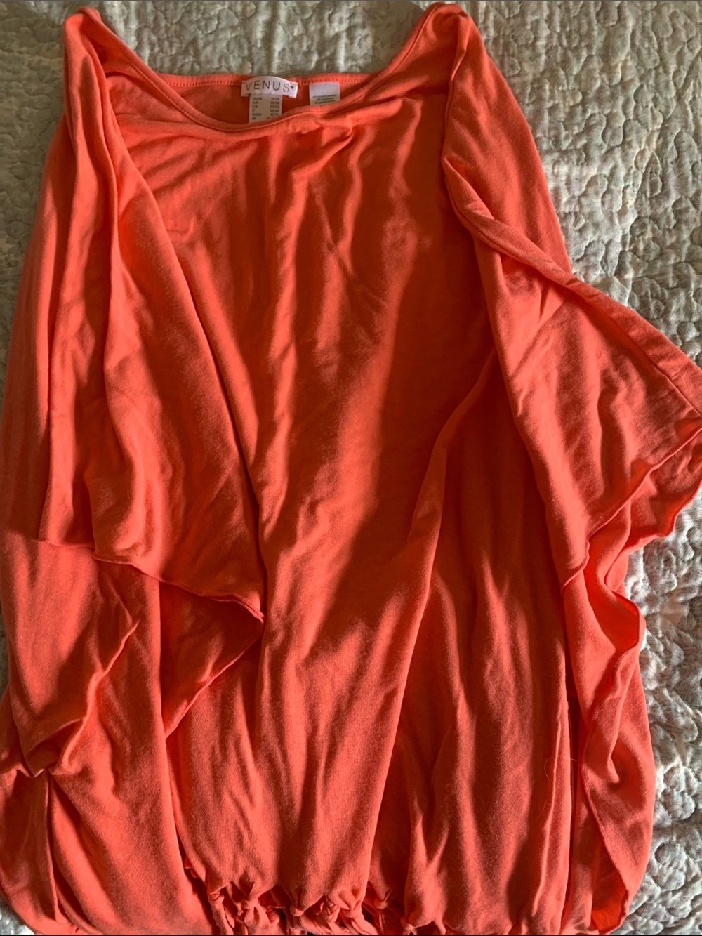 VENUS Coral-Orange Dolman Sleeve Tunic